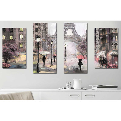 Paris Street II - ensemble de 4 reproductions sur toiles tendues