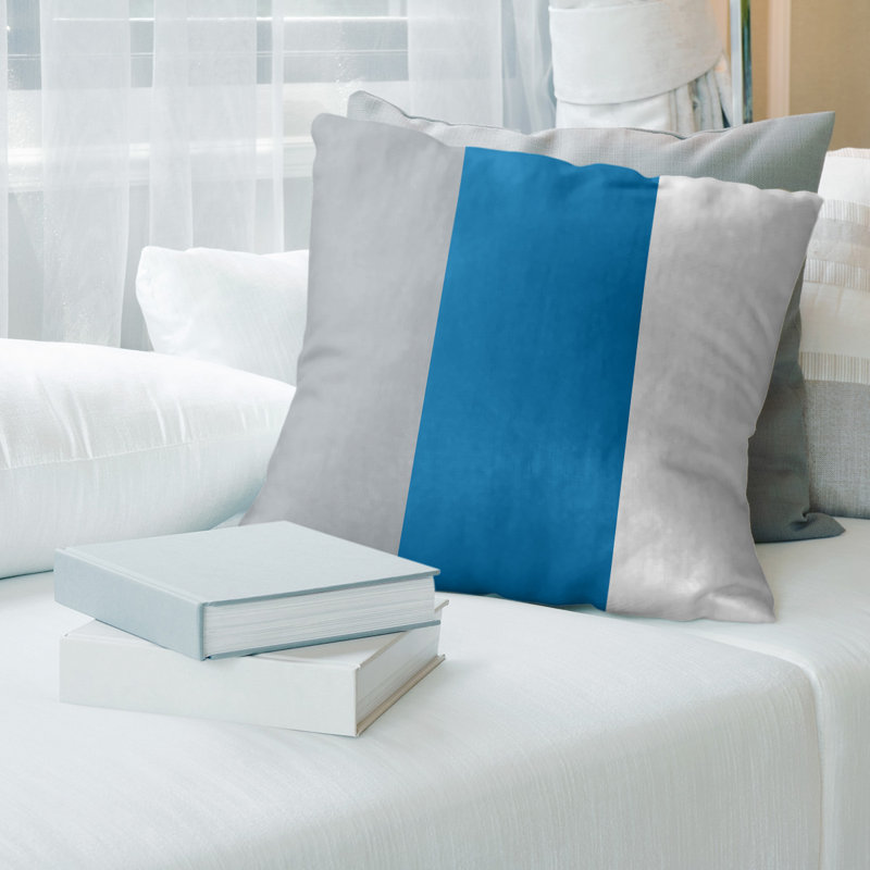 Housse de coussin, 16 po x 1 po, Bleu, Polyester filé