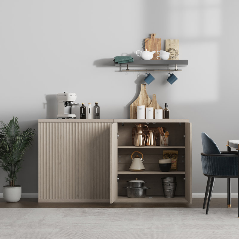 Armoire d'appoint avec tablettes réglables Cesiro, Aulne blanc, 3