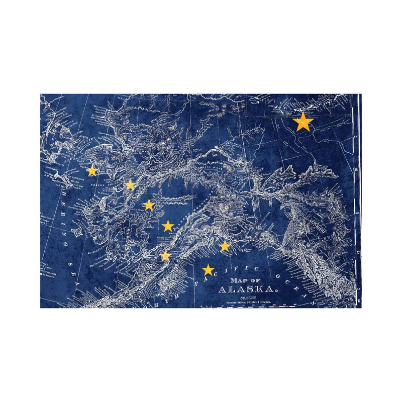 Alaska (Vintage Map) II - Wrapped Canvas Painting, 101.6 cm H x 66.04 cm W x 1.91 cm D