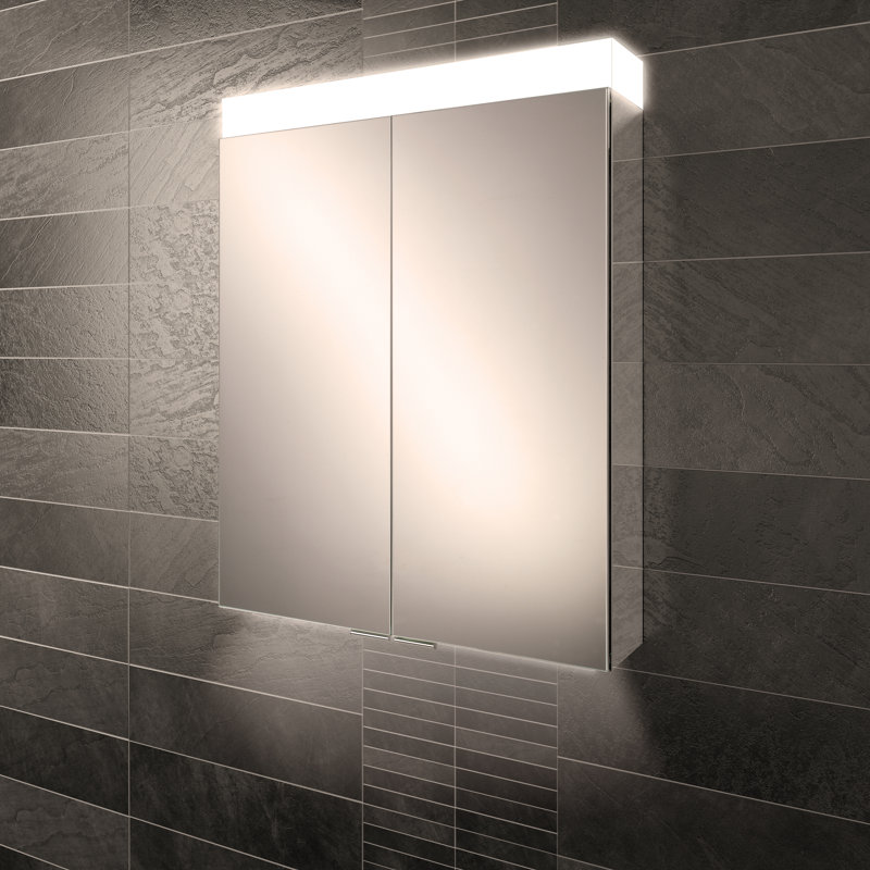 Apex 500mm W 700mm H Surface Frameless Medicine Cabinet Mirror Adjustable, 70cm H x 80cm W x 13cm D