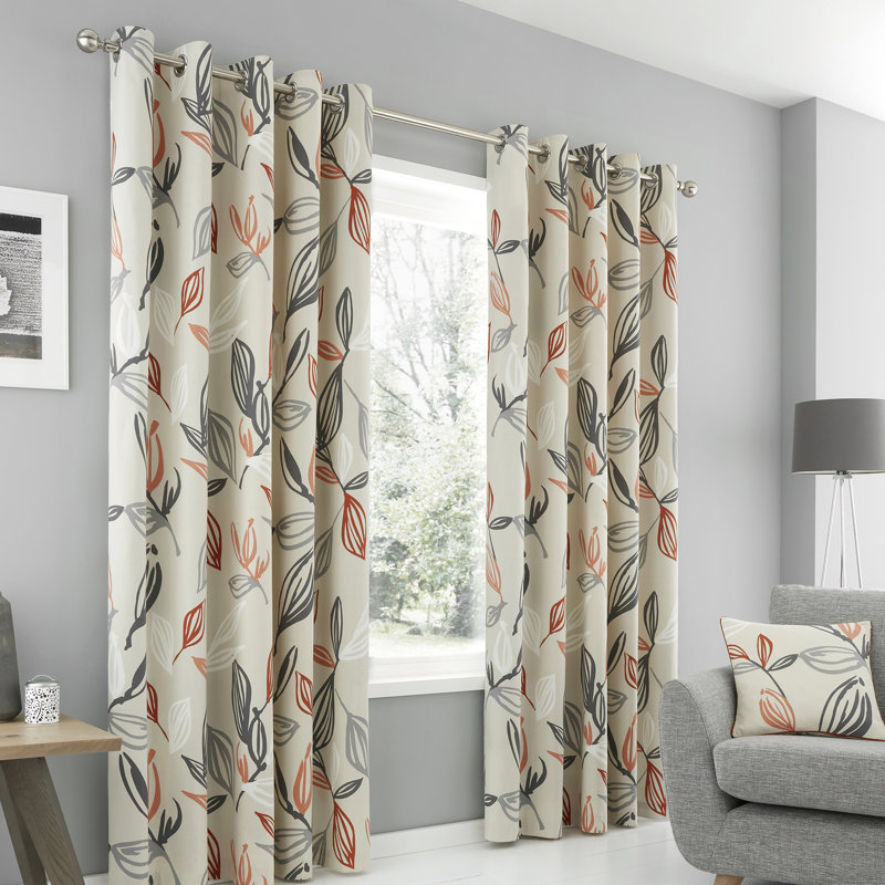 Ensley Eyelet Curtains, Ochre, 117 x 137 cm