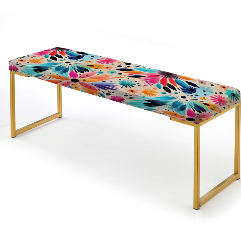 Multicolore motif tribal mandala boho - banc rembourré floral doré