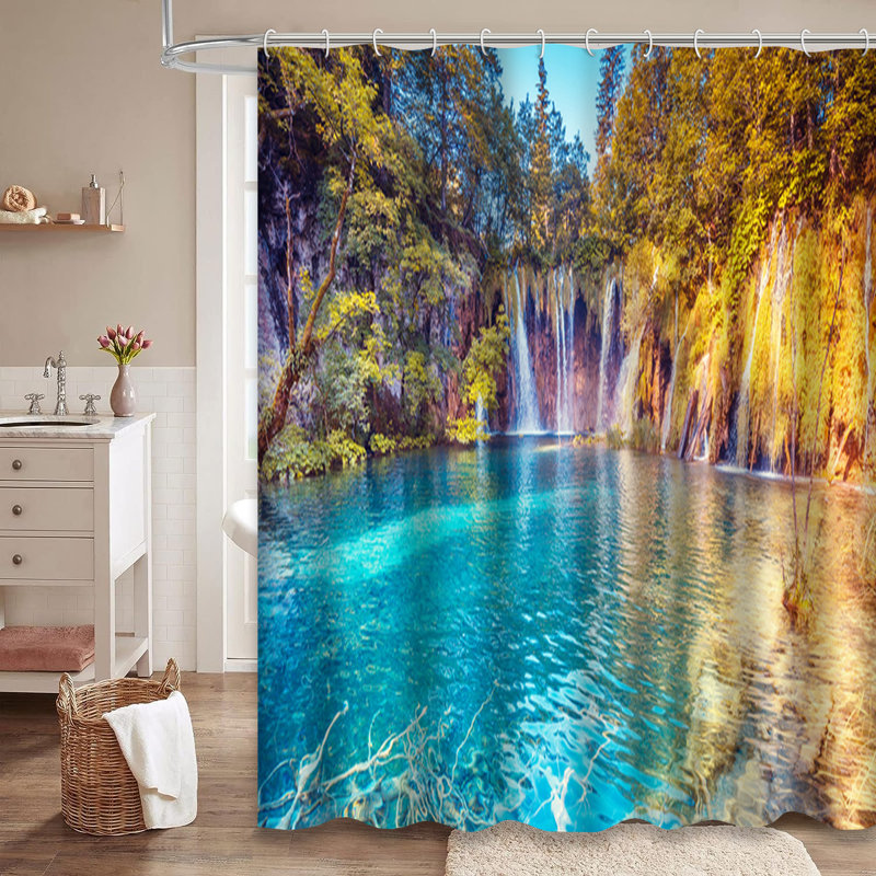 Rideau de douche avec 12 crochets Nature, L 72 po x l 72 po