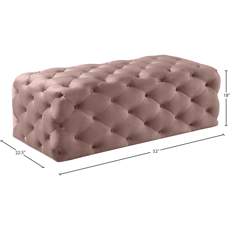 Paz Velvet Ottoman, Pink Velvet