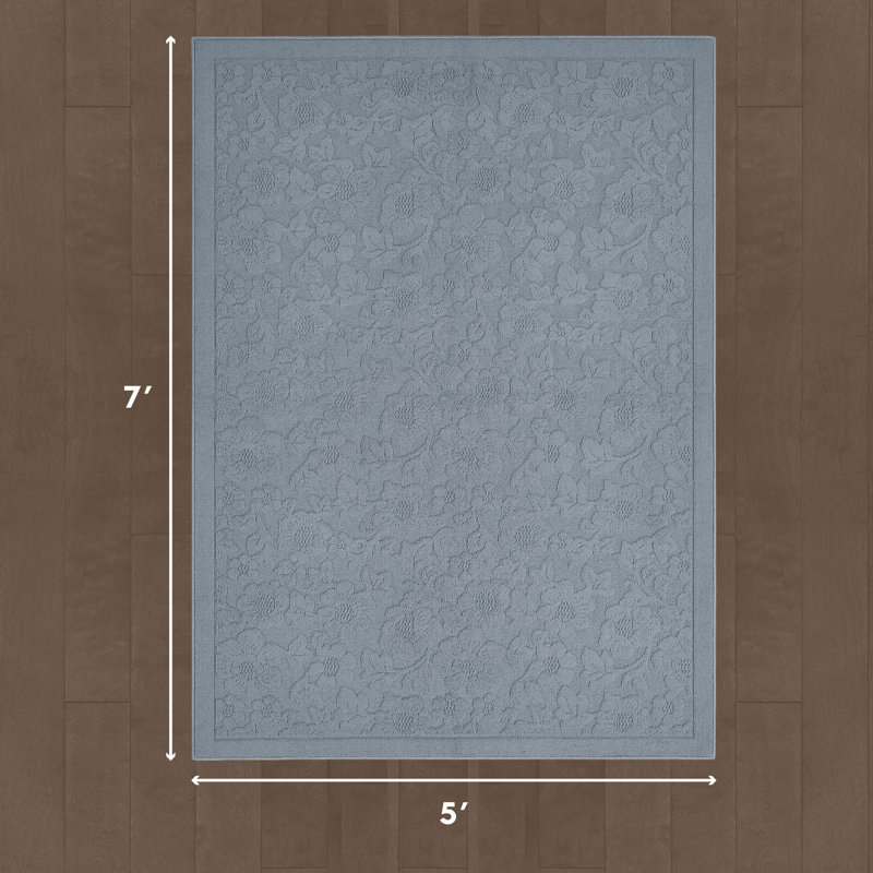 Laura Ashley Rosemoor, Bleu, Rectangle 5 pi x 7 pi