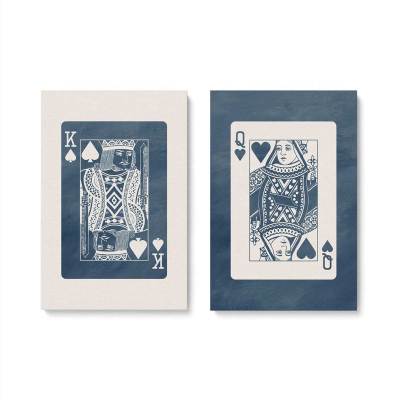 Ensemble de 2 cartes pour le roi et le grand bleu marine, H 13 po x l 40 po, Toile tendue