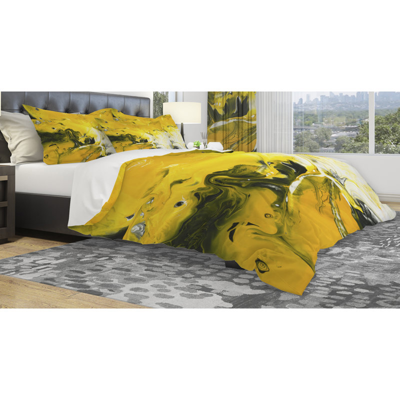 Ensemble de housse de couette en marbre peint à la main designart acrylique