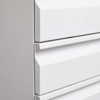 Classeur mobile à 3 tiroirs avec serrure, 5 roulettes (2 freins + anti-basculement), classeur en acier laminé à froid entièrement assemblé avec plumier et barre de suspension pour le bureau personnel, convient aux dossiers de format lettre / légal / A4