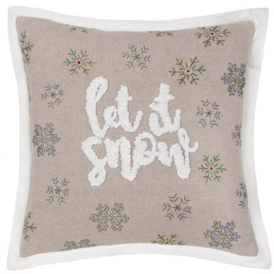Winter Let It Snow Abstract Grey Square Cushion