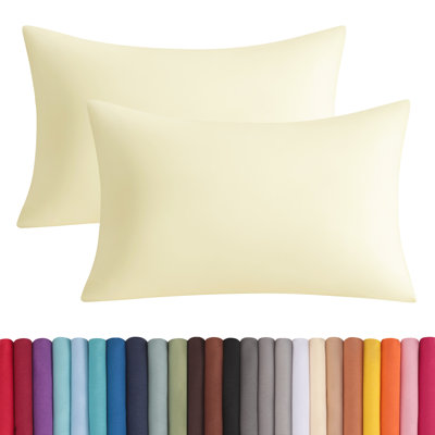 Taies d'oreiller en microfibre brossée avec fermeture à enveloppe, housses de coussin confortables toutes saisons, paquet de 2