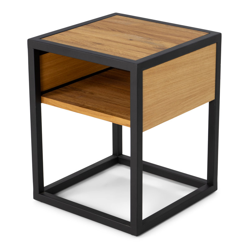 40cm W Steel Bedside Table, Natural