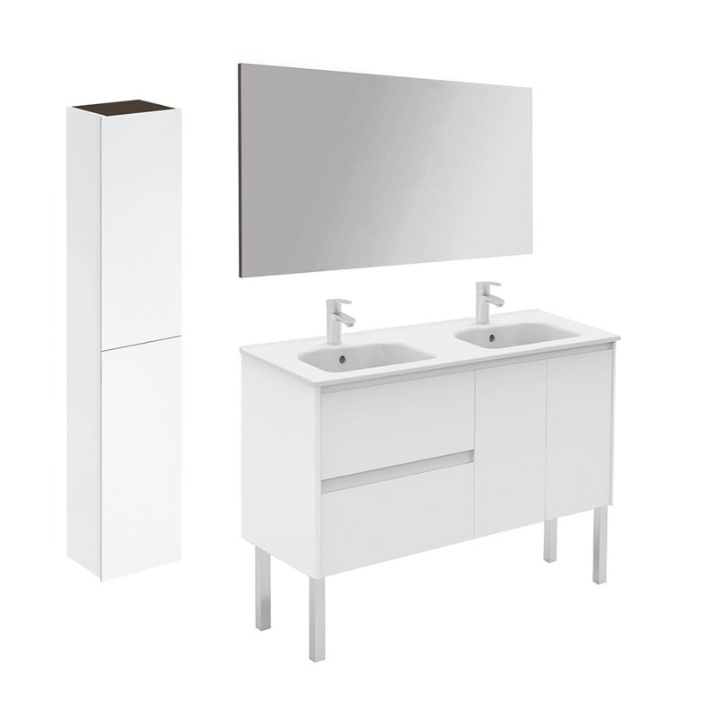 Ambra 47.5'' Double Bathroom Vanity with Ceramic Top, Matte White
