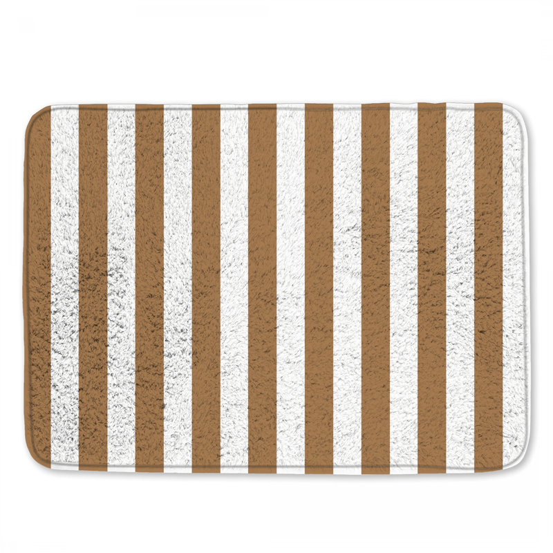 Brown Vertical Stripes Bath Mat, L 34 po x L 21 po
