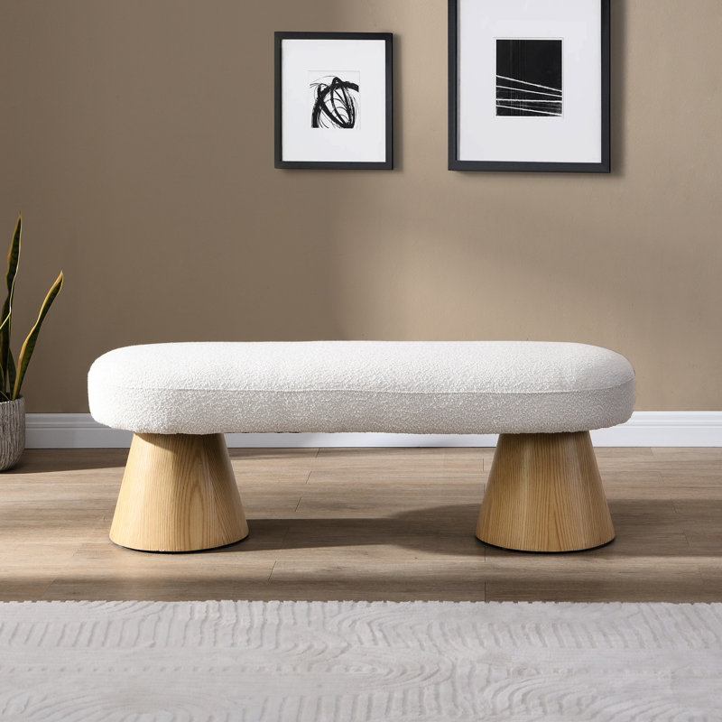 Tabouret de chambre rembourré, beige, capacité de 300 lb, aucun banc beige d'assemblage requis pour le salon, salle à manger de 49 po de longueur, prêt à l'emploi