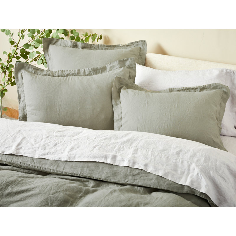 Relaxed Linen Pillow Sham, Harbor Blue, Euro