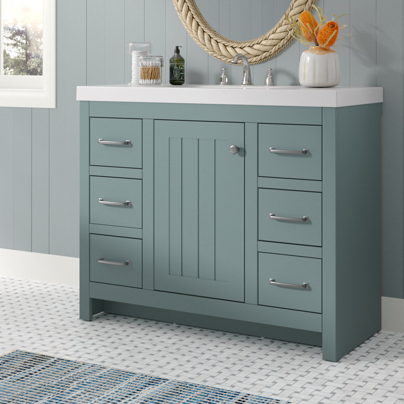 42.5" Single Bathroom Vanity With Cultured Marble Top, Sage