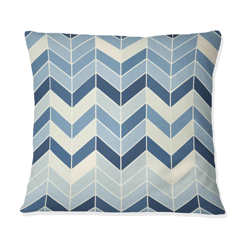 Coussin décoratif à chevrons bleu marine Midcentury, H 16 po x l 16 po