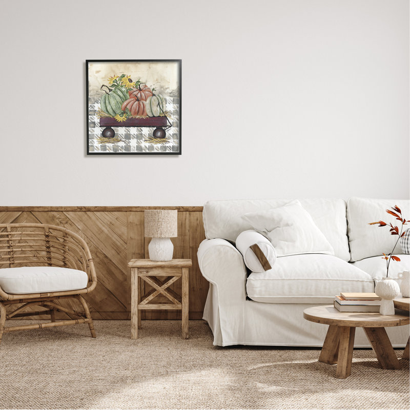 «Pumpkin Harvest Wagon», impression encadrée sur bois, H 24 po x l 24 po x P 1,5 po, Giclée encadrée noir minuit