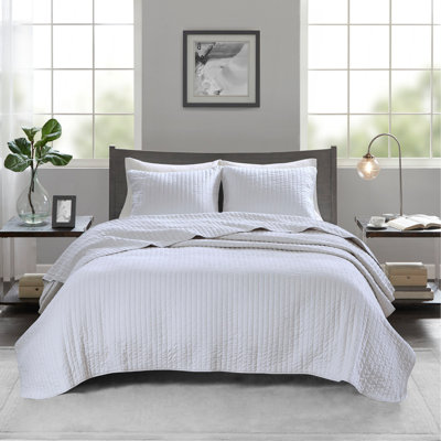 Ensemble de courtepointe 3 pièces blanc double / grand