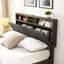 Lit plateforme tapissier avec tête de lit et port de charge USB, cadre de lit en lin avec tablette, aucun sommier requis, très grand lit-1962304447