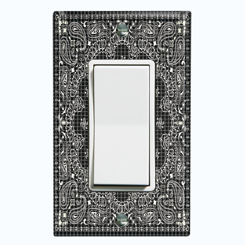 Patterned 1 - Gang Toggle Light Switch Standard Wall Plate, Black