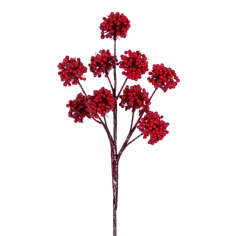 The Holiday Aisle® 14" Red Pom Pom Berry Pick. Each bag contains six picks.