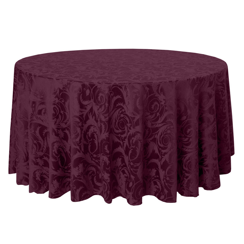 Solid Color Round Tablecloth, Burgundy, 114" L x 114" W, 3