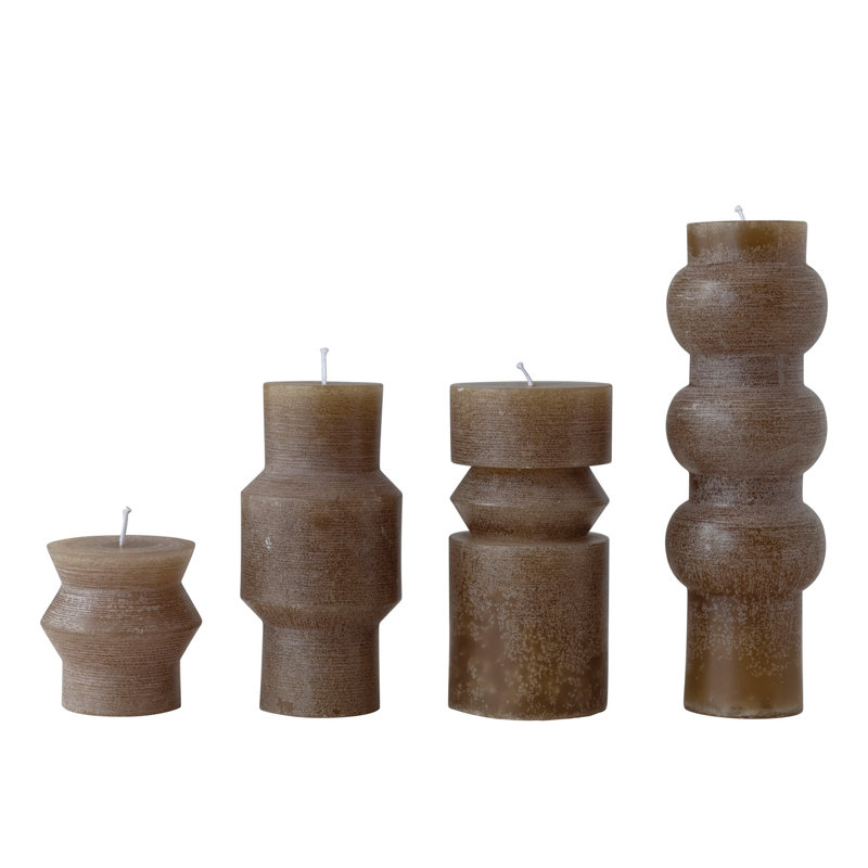 Unscented Totem Pillar Candle, Greige