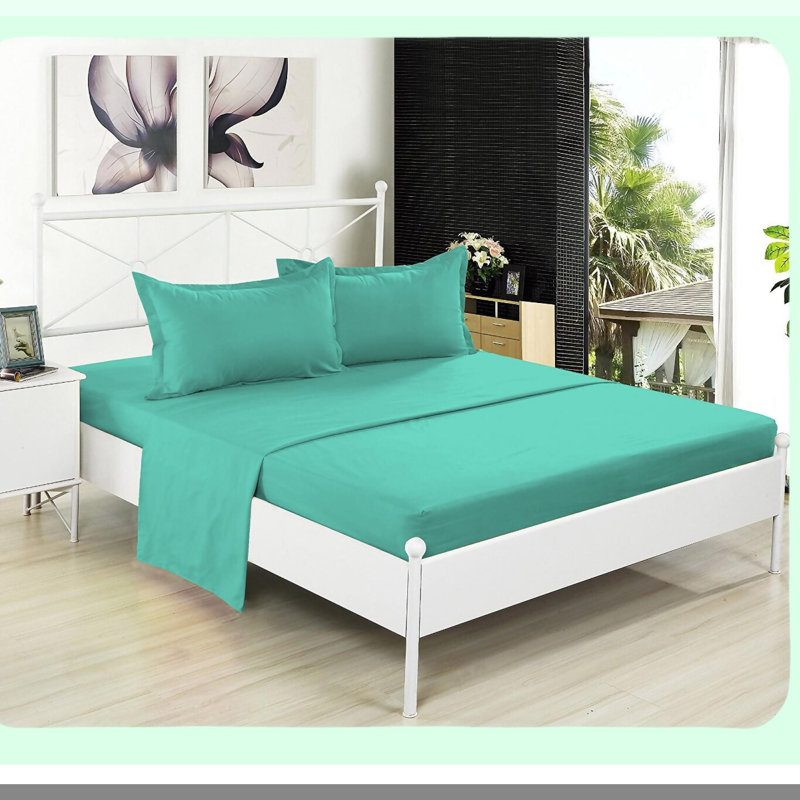 Aqua Bliss Cotton Twin XL Fitted Sheet - Soft & Comfy Extra Long Bedding - 100% Cotton Twin XL Sheet - Aqua Blue Twin XL Fitted Sheet