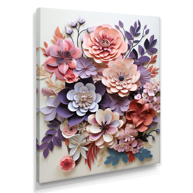 Fleurs d'hortensia mauve et rose - hortensia, art mural, Toile tendue, H 44 po x l 34 po x P 1,5 po