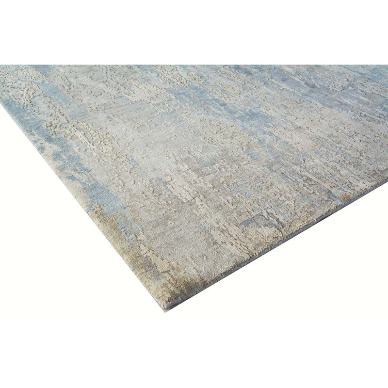 Handmade Silk and Wool Area Rug, Rectangle 4' x 6'