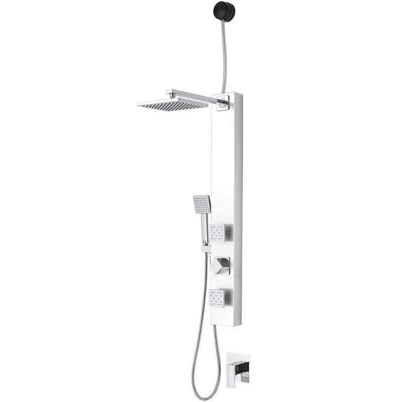 Système de panneau de douche à 2 jets avec pomme de douche Raninfall, Chrome poli