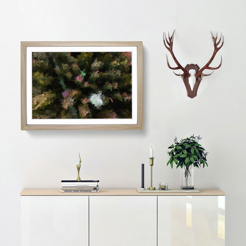 Green Forest N Sweden in Abstract - Picture Frame Graphic Art Print, 62cm H x 87cm W x 2cm D, Oak Framed