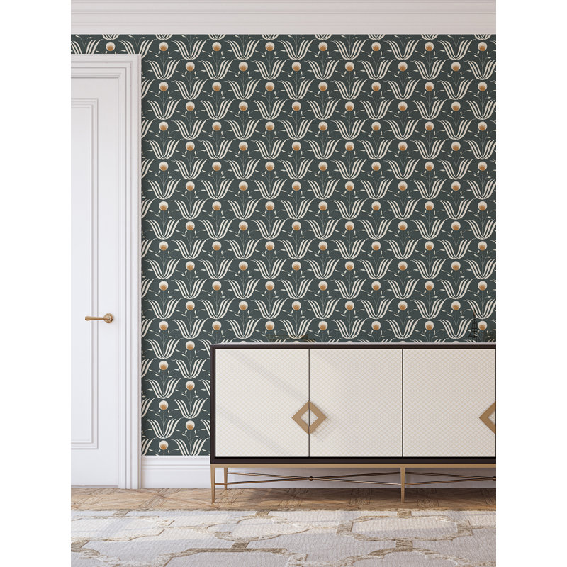 Lady Charlotte Spring Bloom 10' L x 24" W Wallpaper Tile, Soot, Premium Paper
