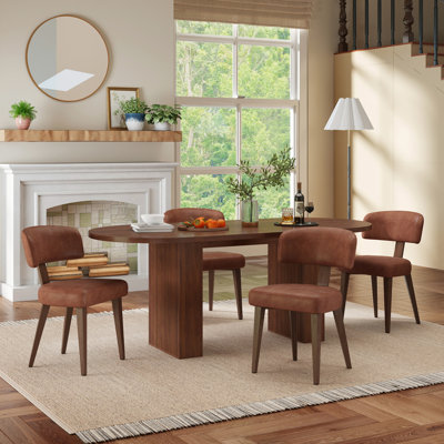 Ensemble de table de salle à manger ovale 62,9 po Modern Luxury pour 4 à 6 personnes avec chaises en cuir synthétique
