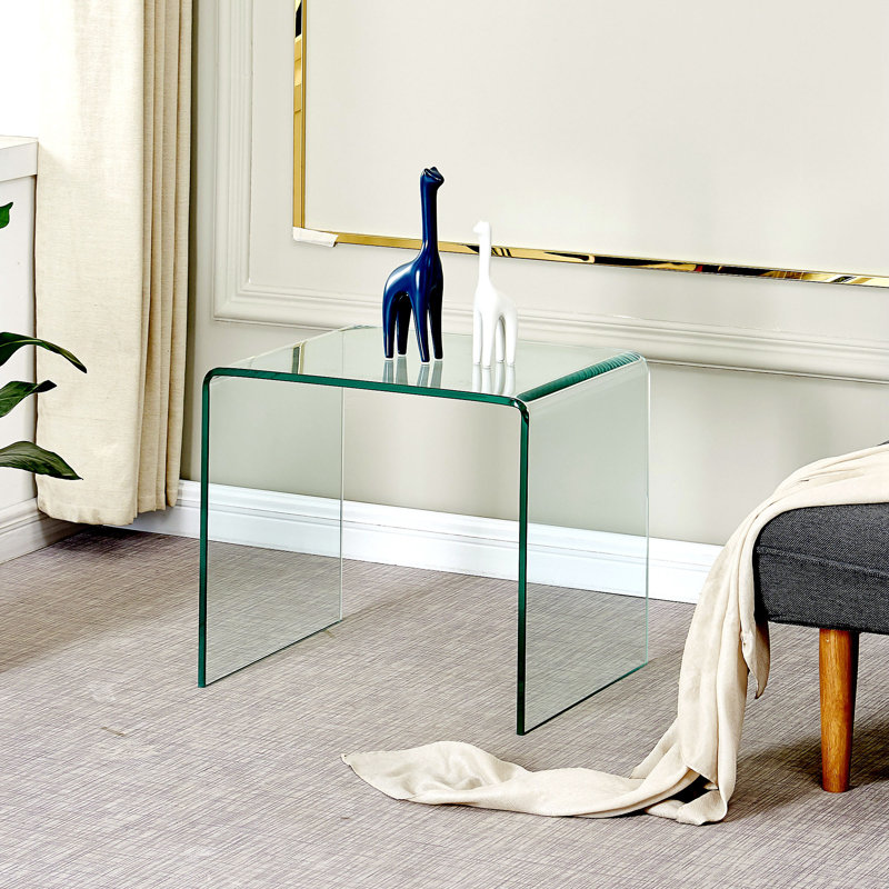 Table basse, table basse, table de salon avec surface en verre trempé, H 17,72 po x L 19,72 po x l 15,8 po, Clair