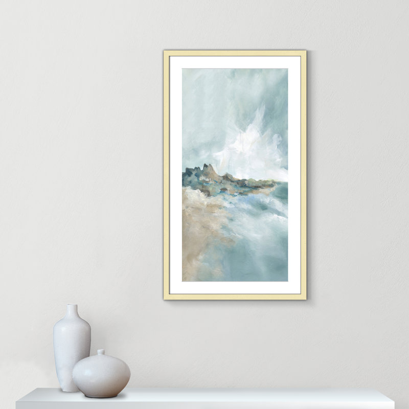 Imprimé Sandpoint par Carol Robinson, Reproduction encadrée avec passe-partout, H 35,5 po x l 20,5 po x P 1,25 po, Or
