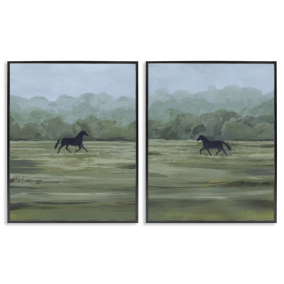Rider's Shadow Horses 2 Piece Giclee Art Set, design by Grace Popp