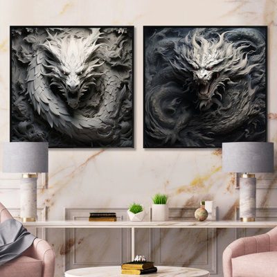 Chinese Dragon - Fantasy & Sci-Fi Square Collage Set Of 2
