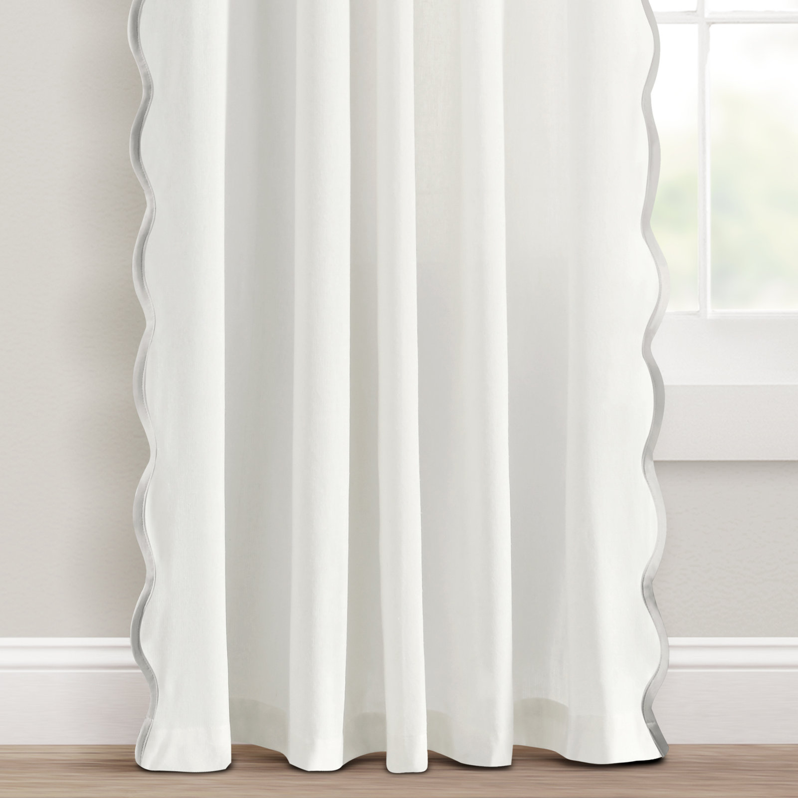 Yolonda Semi-Sheer Curtain Panel, Gray/White, 52'' W x 84'' L