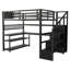 Lit mezzanine double en métal avec escalier, garde-robe, bureau et éclairage DEL-2105431915