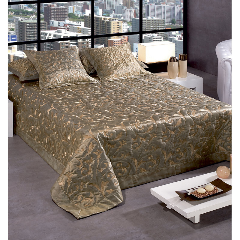Woodvale Polyester Abstract Bedspread, Gold, 210 x 280 cm