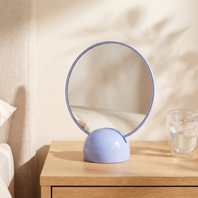 Paulding Mirror with Metal Base - Round - 7.9"W x 10.24"H