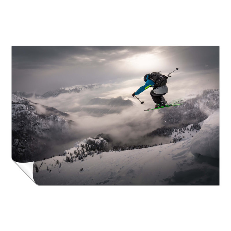 Panther Print Fine Art Prints Winter Ski Jump Drop From A Mountain Artistic Unframed Poster, Pictures For Home Walls, Bedroom, Living Room & Bathroom Decor - No Frame Print