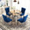 Ensemble de table de salle à manger moderne avec plateau de table en velours capitonné
