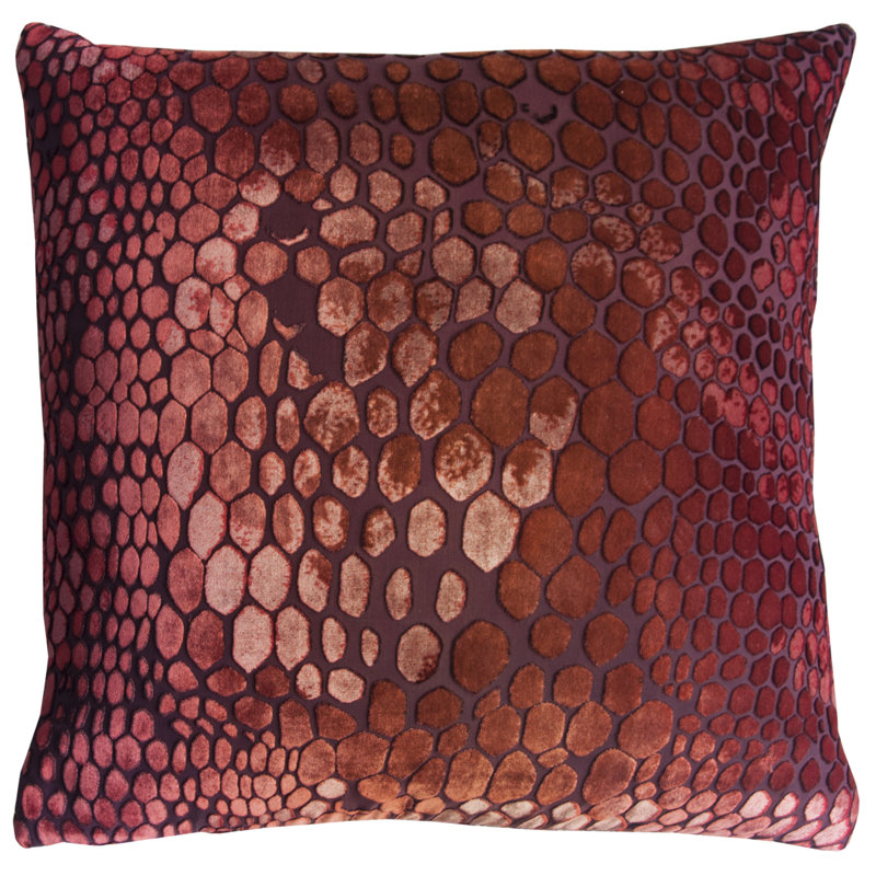 Snakeskin Square Velvet Pillow Cover & Insert, 22"H x 22"W, Wildberry