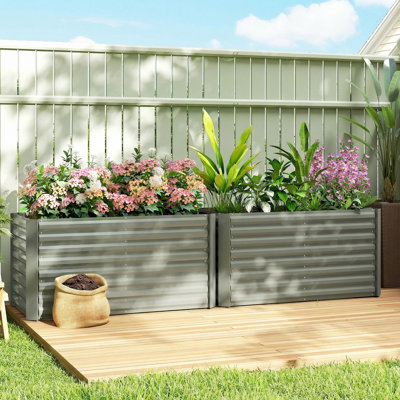Ensemble de 2 jardin surélevé, jardinière, gris clair