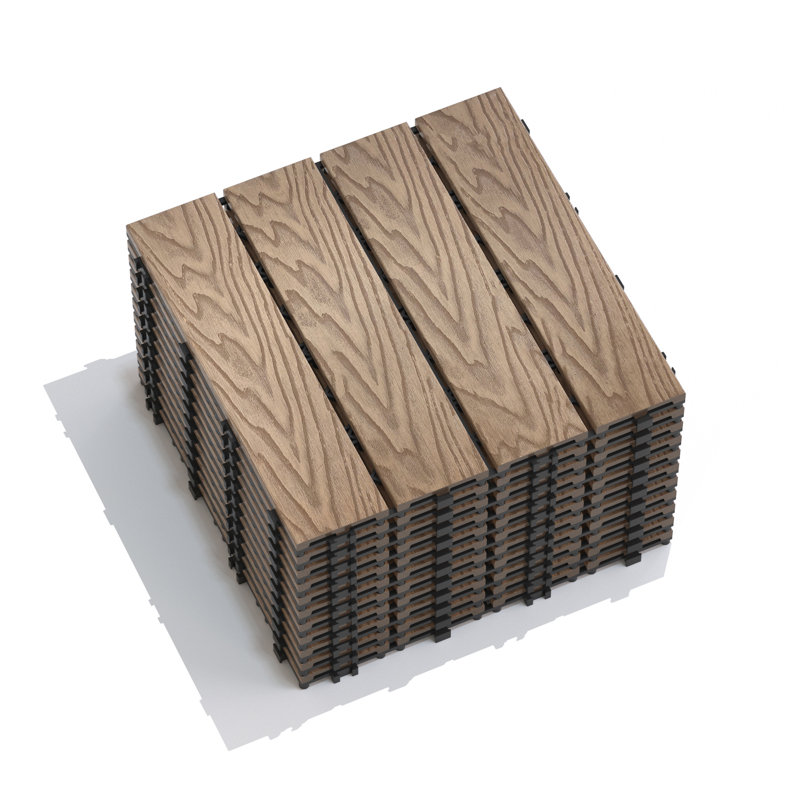 Carreaux de terrasse à emboîtement Outsunny, Teck