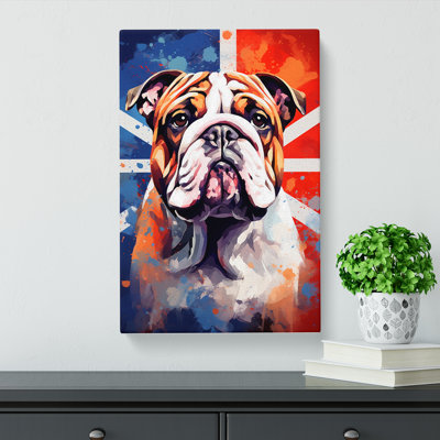 British Bulldog Abstract Art No.2 - Wrapped Canvas